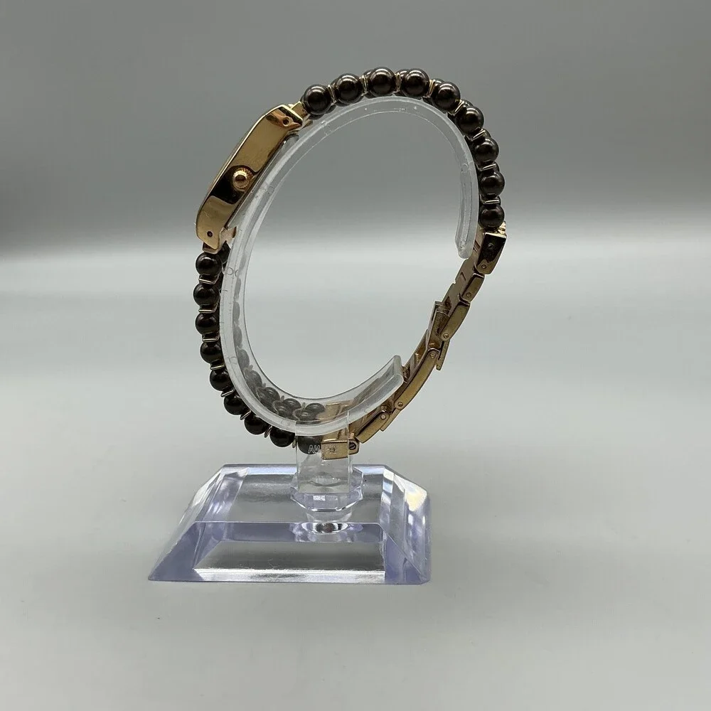 Armitron Now Women Watch 20mm Abalone Brown Gold Tone Bracelet New Battery 7.75
